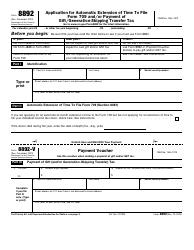 Document preview: IRS Form 8892 Application for Automatic Extension of Time to File Form 709 and/or Payment of Gift/Generation-Skipping Transfer Tax