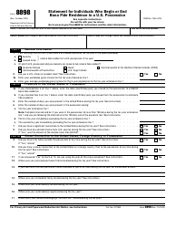 Document preview: IRS Form 8898 Statement for Individuals Who Begin or End Bona Fide Residence in a U.S. Possession