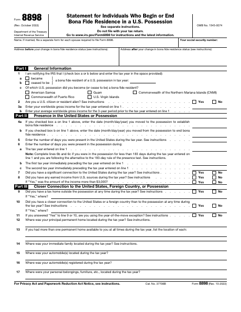 IRS Form 8898  Printable Pdf