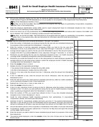 Document preview: IRS Form 8941 Credit for Small Employer Health Insurance Premiums, 2022