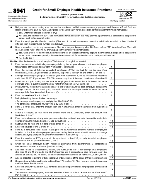 IRS Form 8941 2022 Printable Pdf