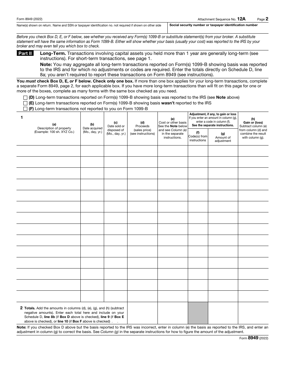 IRS Form 8949 Download Fillable PDF Or Fill Online Sales And Other ...