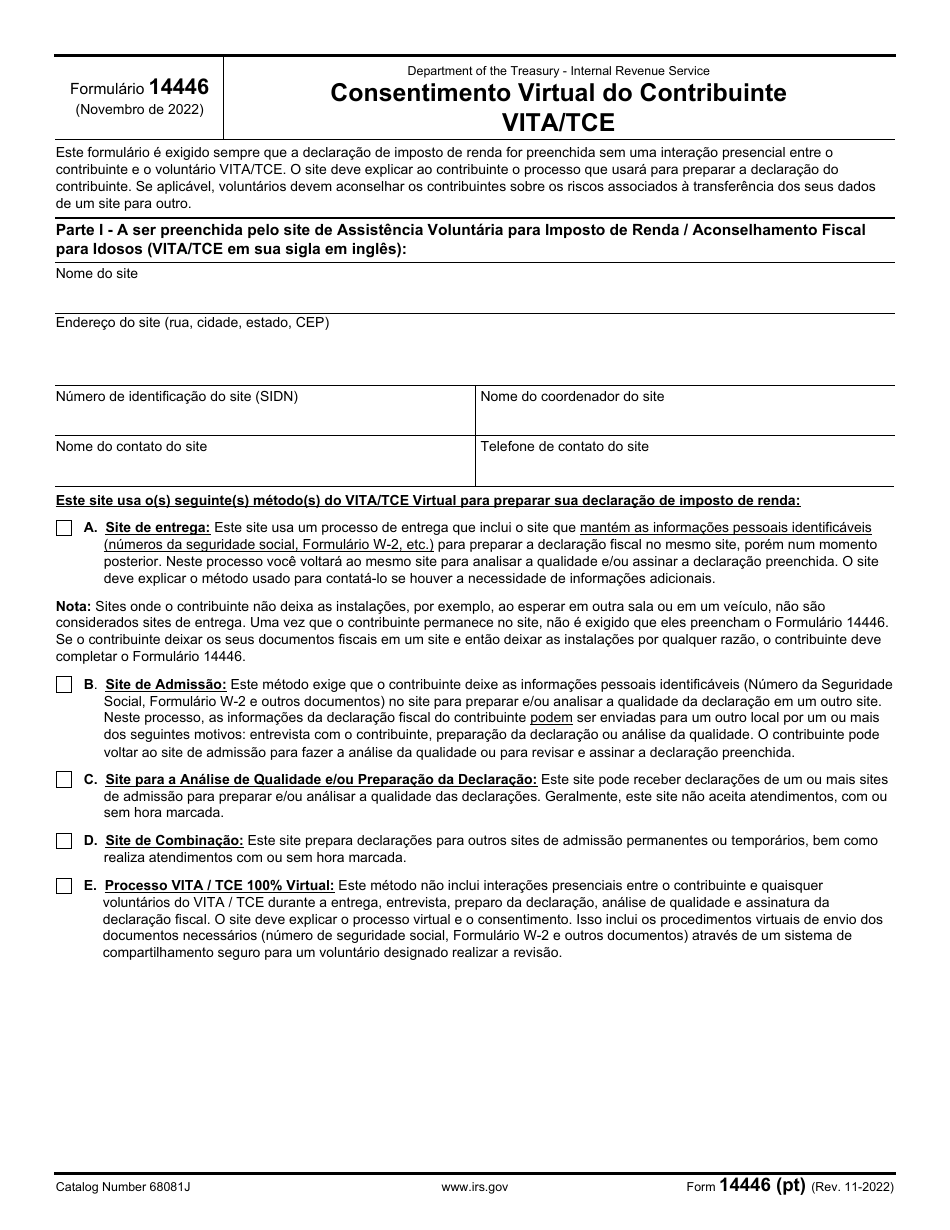 IRS Form 14446 (PT) - Fill Out, Sign Online And Download Fillable PDF ...