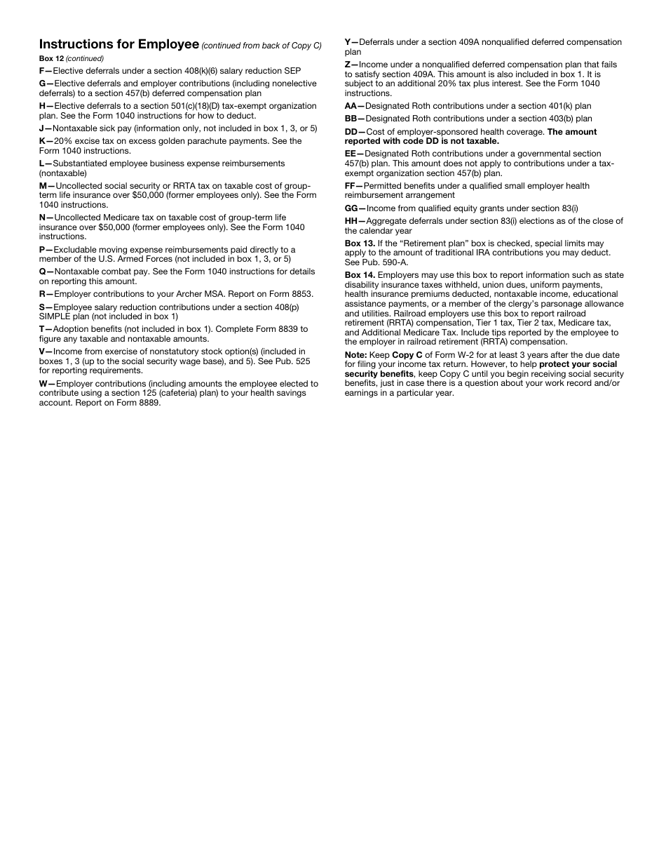 IRS Form W-2 Wage and Tax Statement, Page 9