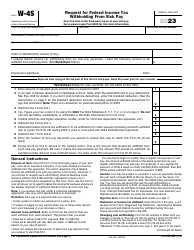 Document preview: IRS Form W-4S Request for Federal Income Tax Withholding From Sick Pay, 2023