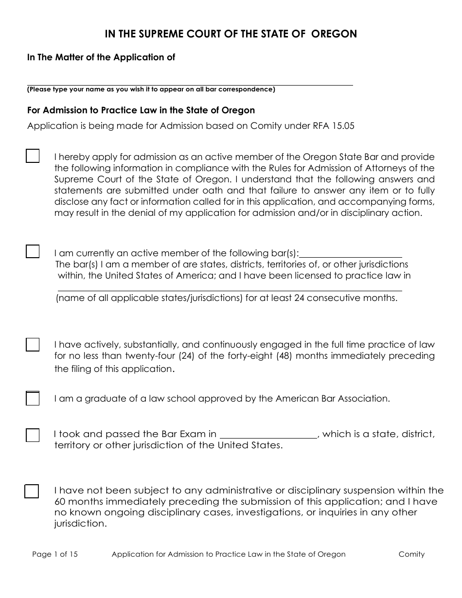 Comity Application - Oregon, Page 5