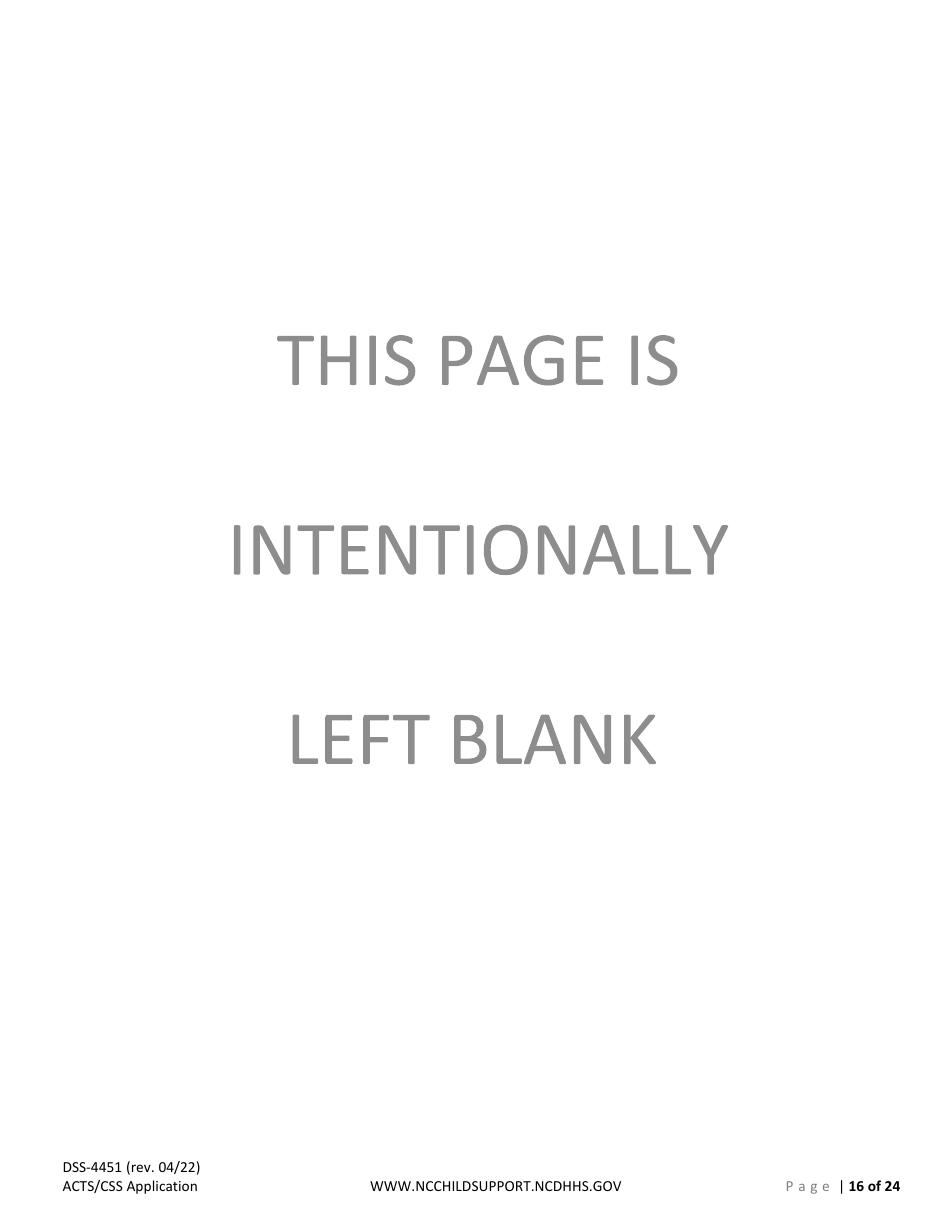 Form DSS-4451 Application for Child Support Services - North Carolina, Page 16