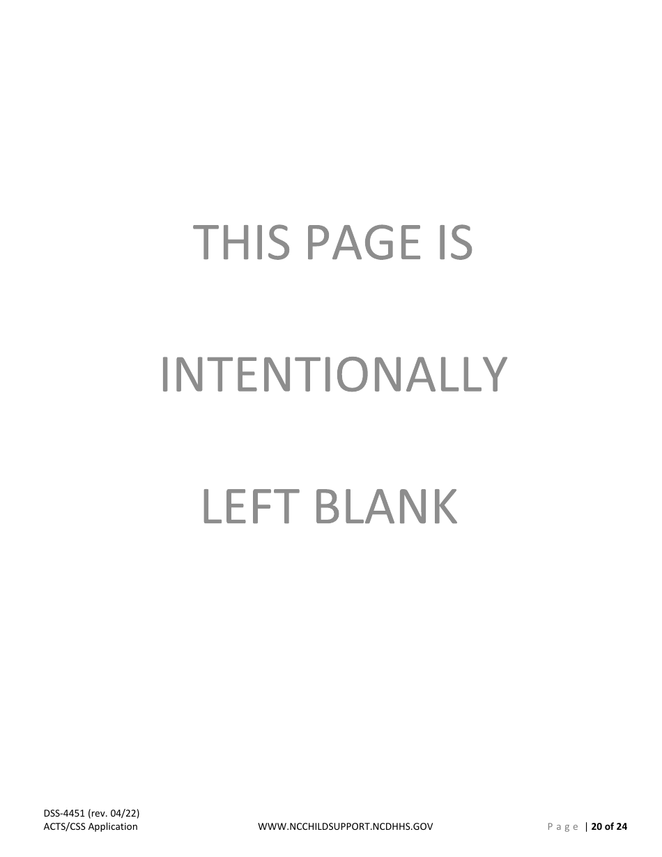 Form DSS-4451 Application for Child Support Services - North Carolina, Page 20