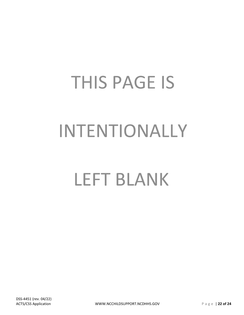 Form DSS-4451 Application for Child Support Services - North Carolina, Page 22