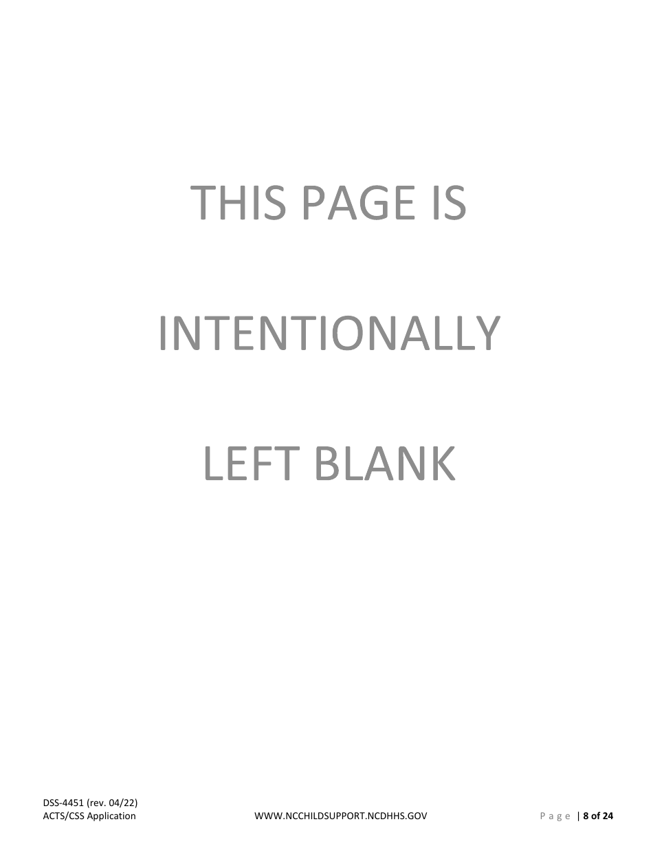 Form DSS-4451 Application for Child Support Services - North Carolina, Page 8