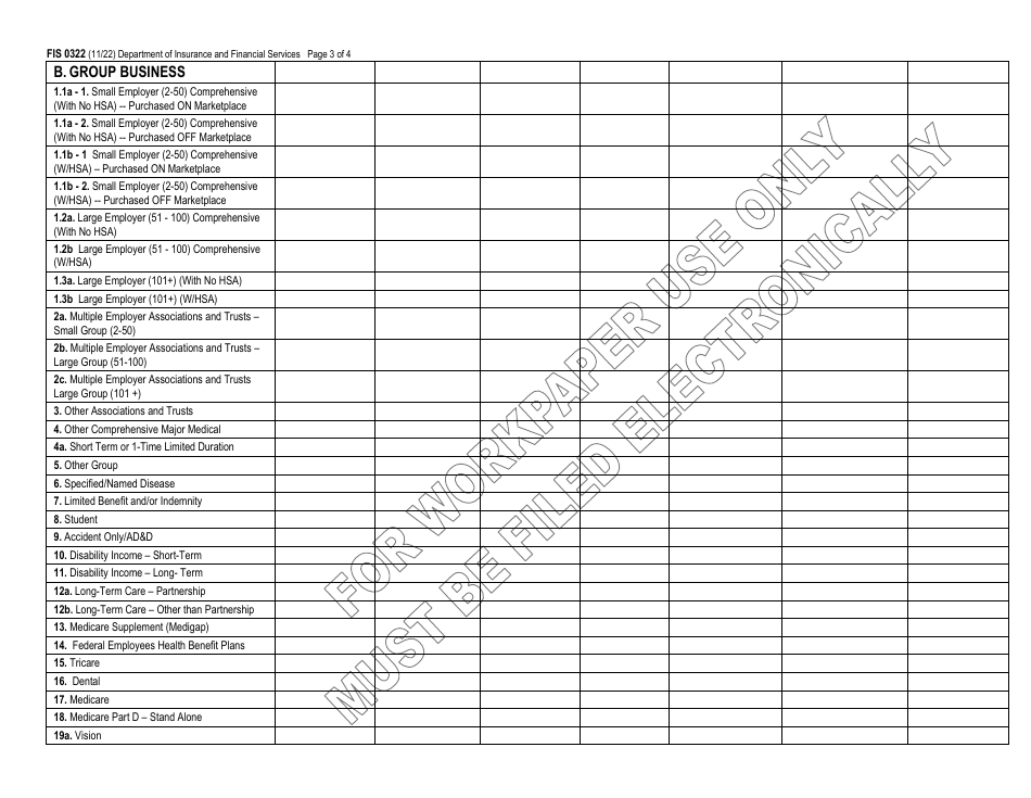 Form FIS0322 Michigan Health Insurance Enrollment, Premiums  Losses - Michigan, Page 3