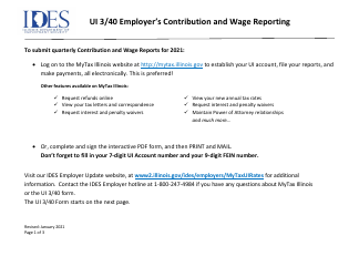 Form UI3/40 Employer&#039;s Contribution and Wage Report - Illinois