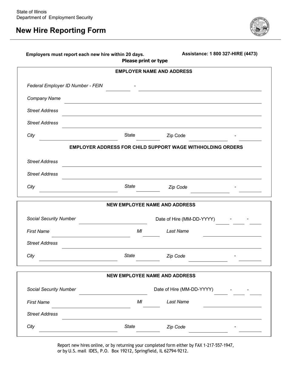 Illinois New Hire Reporting Form Fill Out, Sign Online and Download