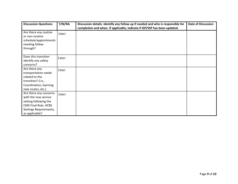 Ddsd Individual Transition Plan Checklist - New Mexico, Page 9
