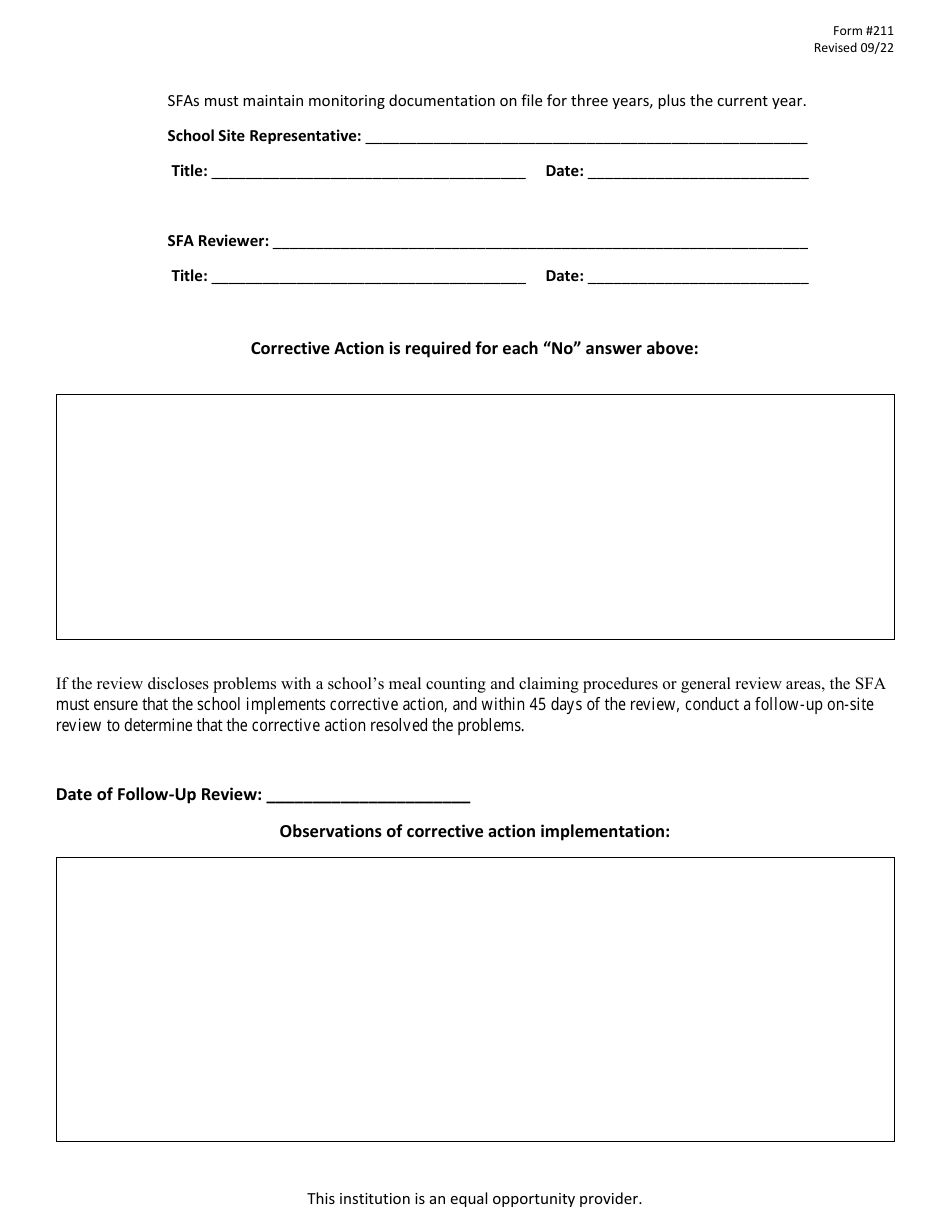 Form 211 On-Site Review Monitoring Form - Cep National School Lunch Program and School Breakfast Program (SBP) - New Jersey, Page 3