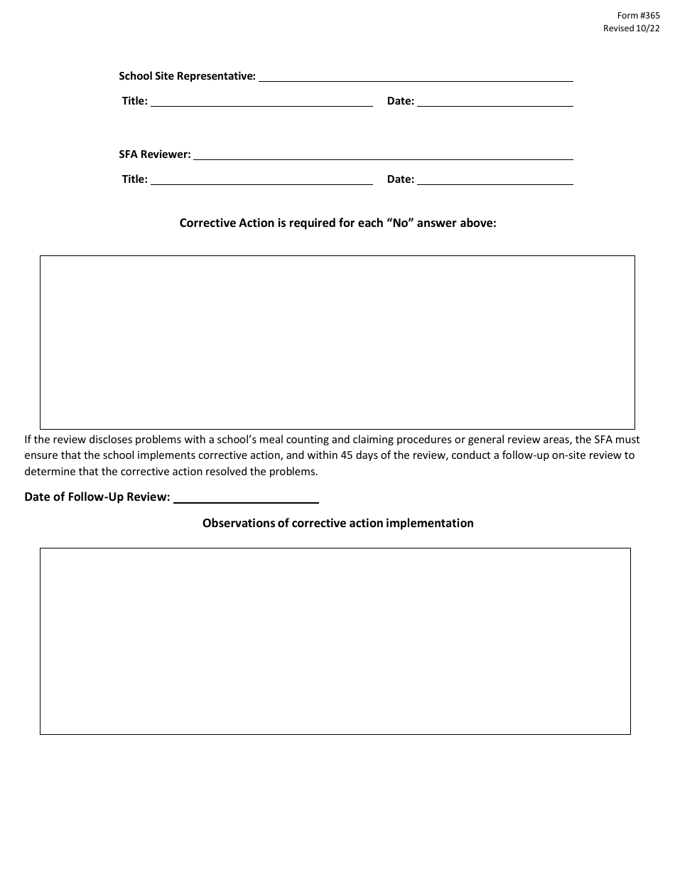 Form 365 On-Site Review for All Sites - Afterschool Snack Program (Asp) - New Jersey, Page 3