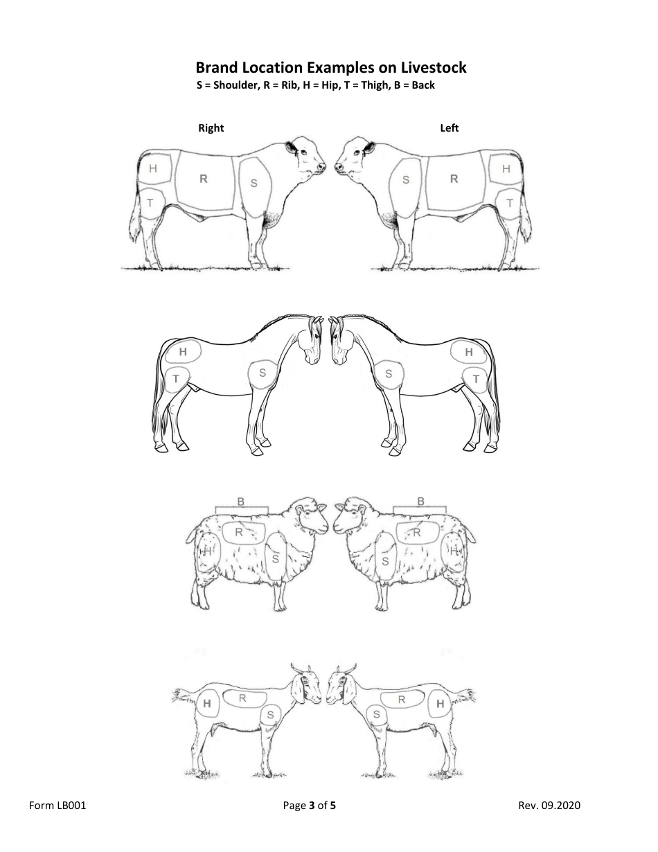 Form LB001 New Livestock Brand / Brand Amendment Application - Arizona, Page 3