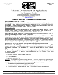 Temporary Qualifying Party Registration Application - Arizona
