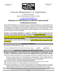 Statement of Lawful Presence to Receive Public Benefits Certifications/Licenses - Arizona