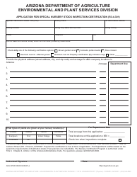 Document preview: Form ADA-EPSD0063S Application for Special Nursery Stock Inspection Certification (R3-4-301) - Arizona