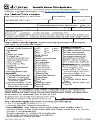 Form AI-420-499 Specialty License Plate Application - Washington