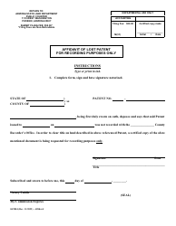 Document preview: Affidavit of Lost Patent - Arizona