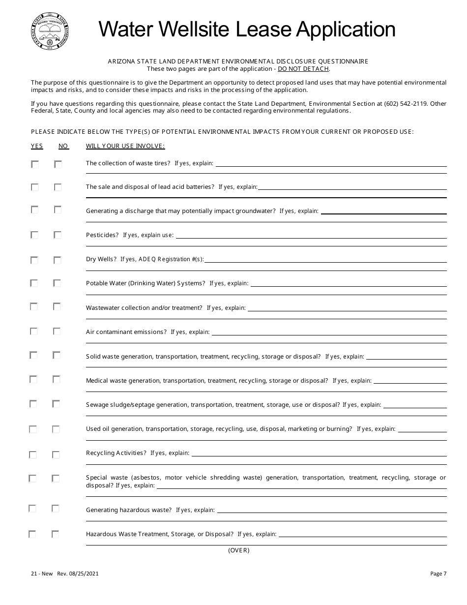 Water Wellsite Lease Application - Arizona, Page 7