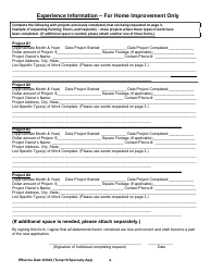 Temporary Home Improvement Specialty Licensing Application - Arkansas, Page 4