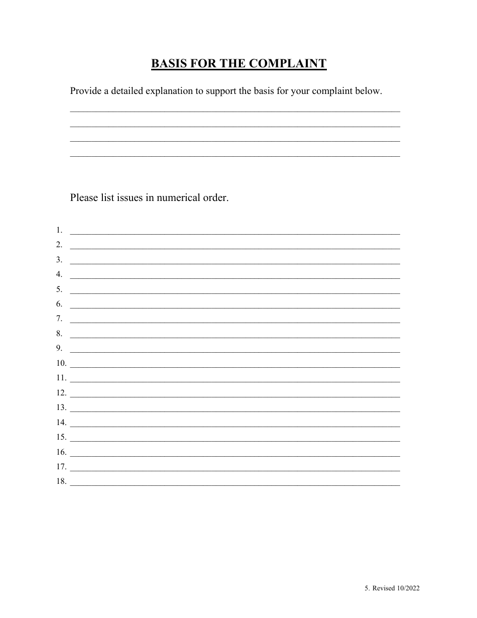 Complaint Form - Arkansas, Page 5