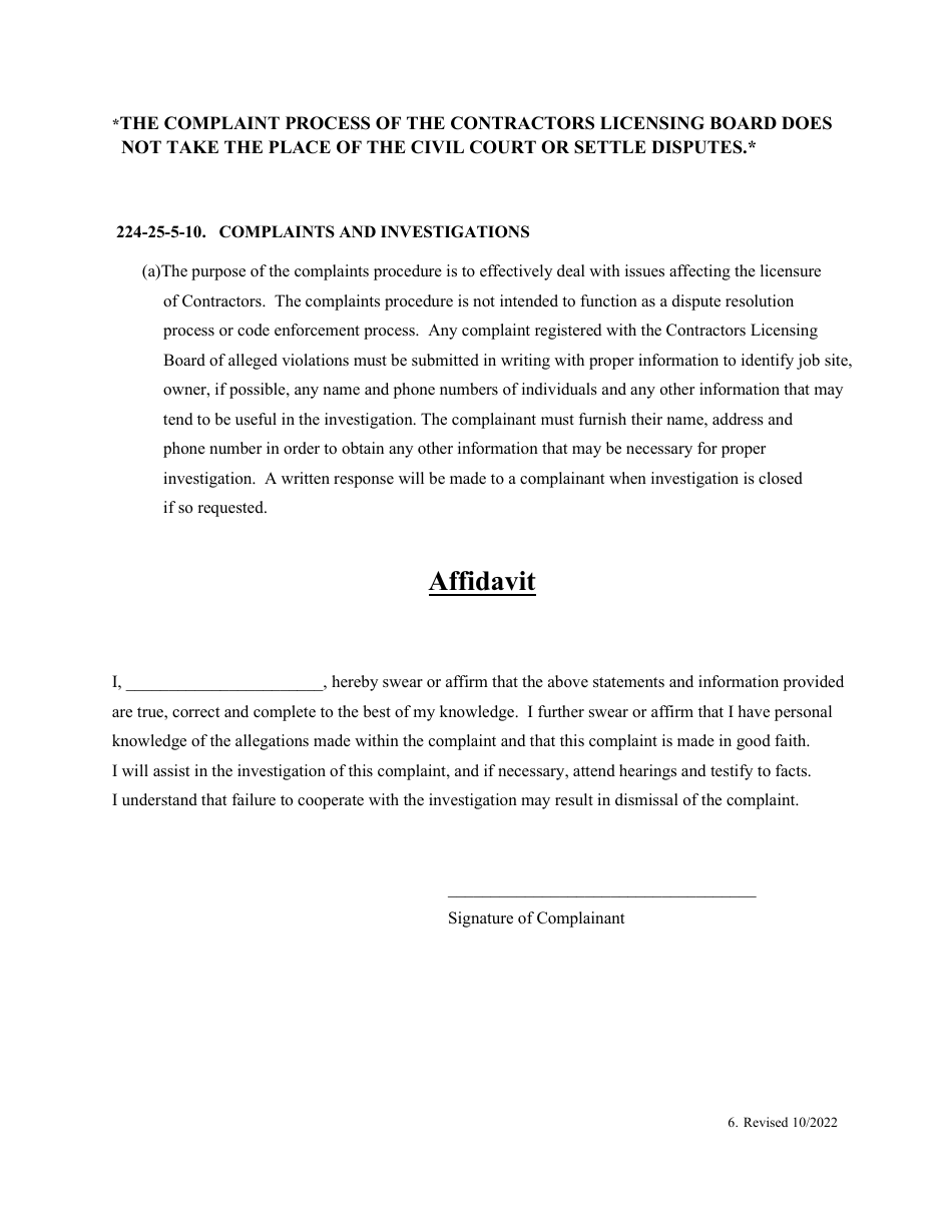 Complaint Form - Arkansas, Page 6