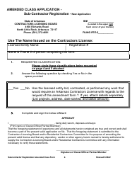 Amended Class Application - Sub-contractor Registration - New Application - Arkansas, Page 2