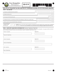 Form CD-57-P Real Estate Transfer Tax Declaration of Consideration Real Estate Purchaser (Grantee) - New Hampshire, Page 2