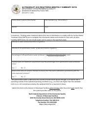 Document preview: Form SFN62251 Ultraviolet (Uv) Reactor(S) Monthly Summary Data - North Dakota