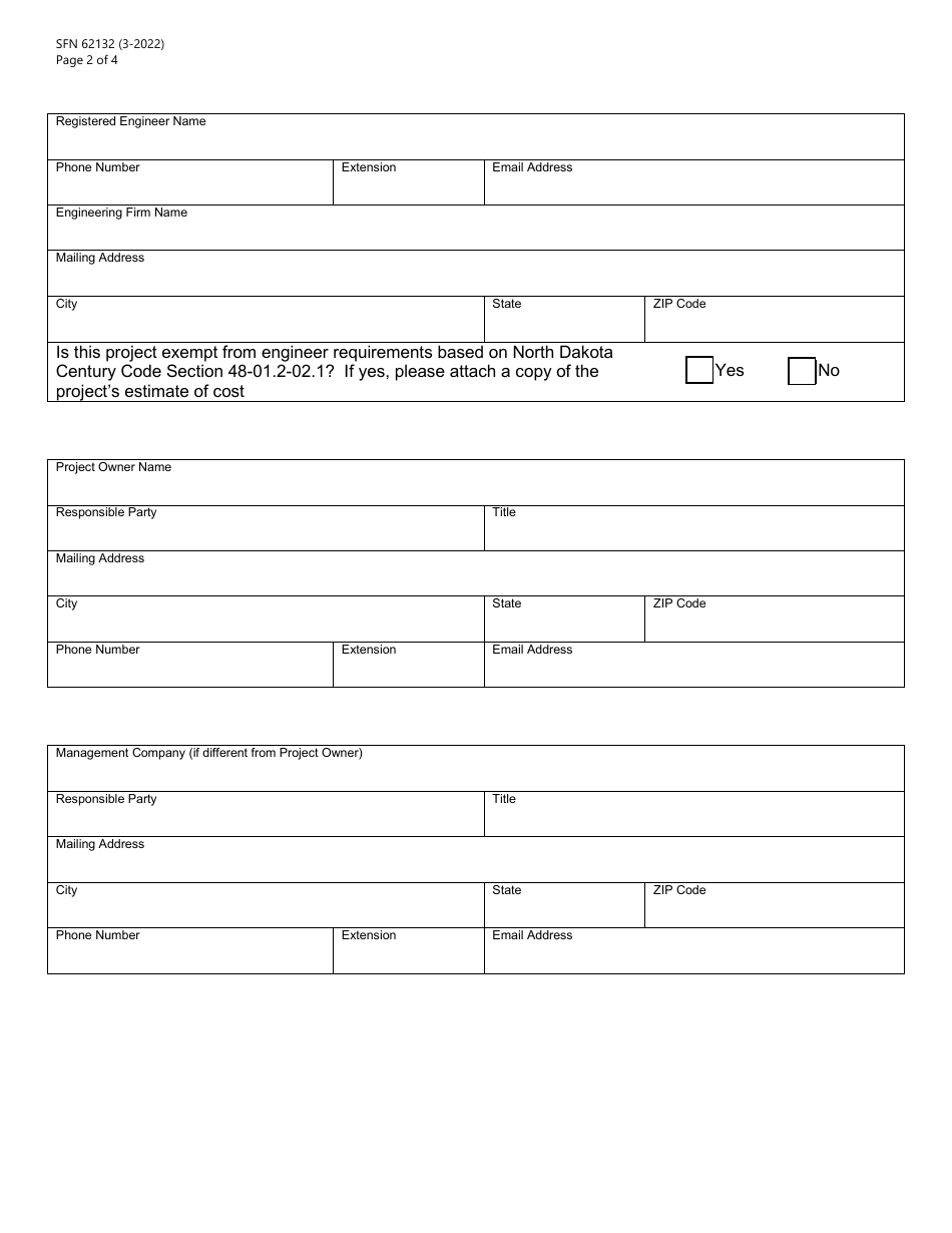 Form SFN62132 Plans and Specifications Submittal Packet - North Dakota, Page 2