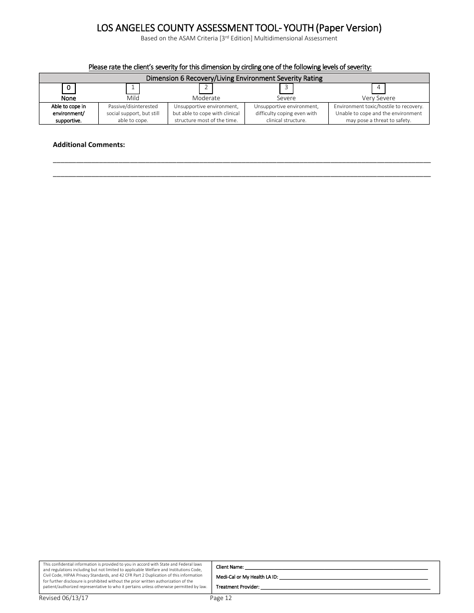 Assessment Tool - Youth (Paper Version) - County of Los Angeles, California, Page 12