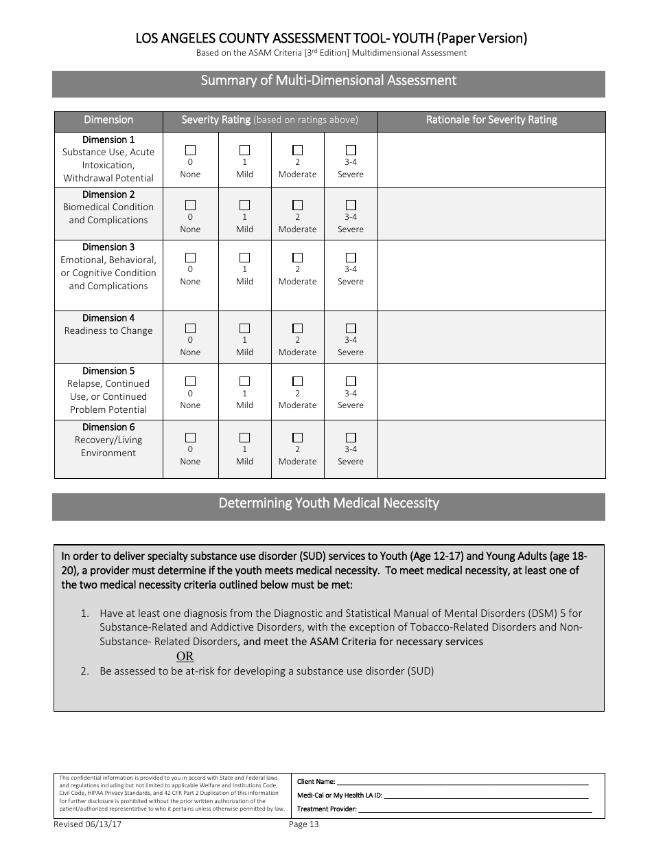 Assessment Tool - Youth (Paper Version) - County of Los Angeles, California, Page 13