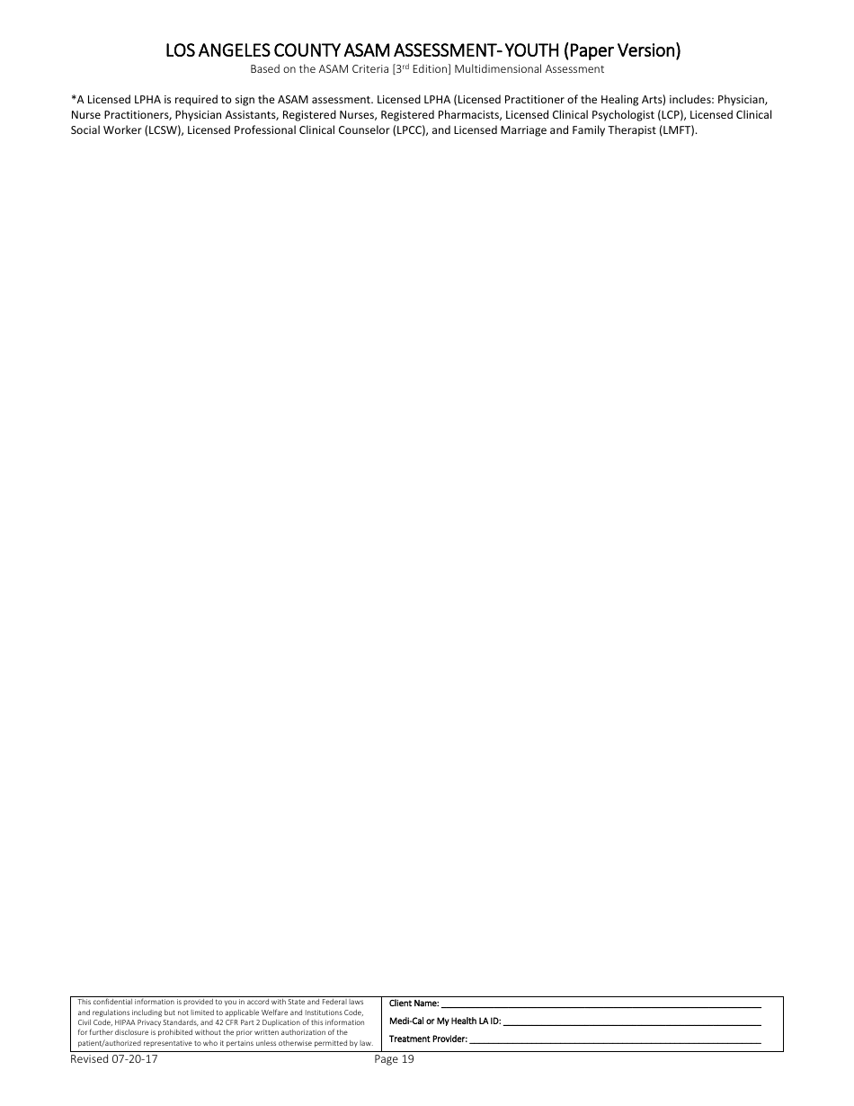 Assessment Tool - Youth (Paper Version) - County of Los Angeles, California, Page 19