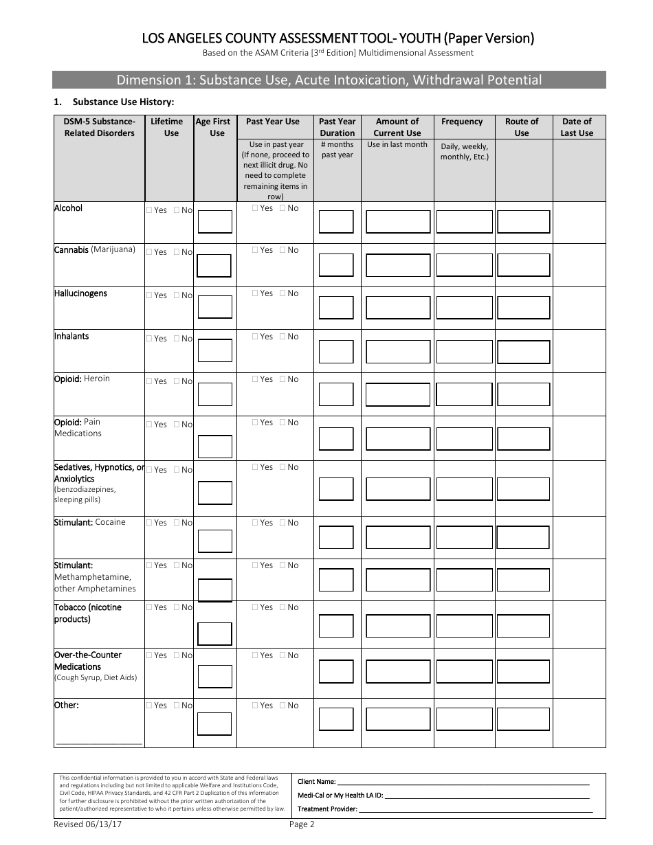 Assessment Tool - Youth (Paper Version) - County of Los Angeles, California, Page 2