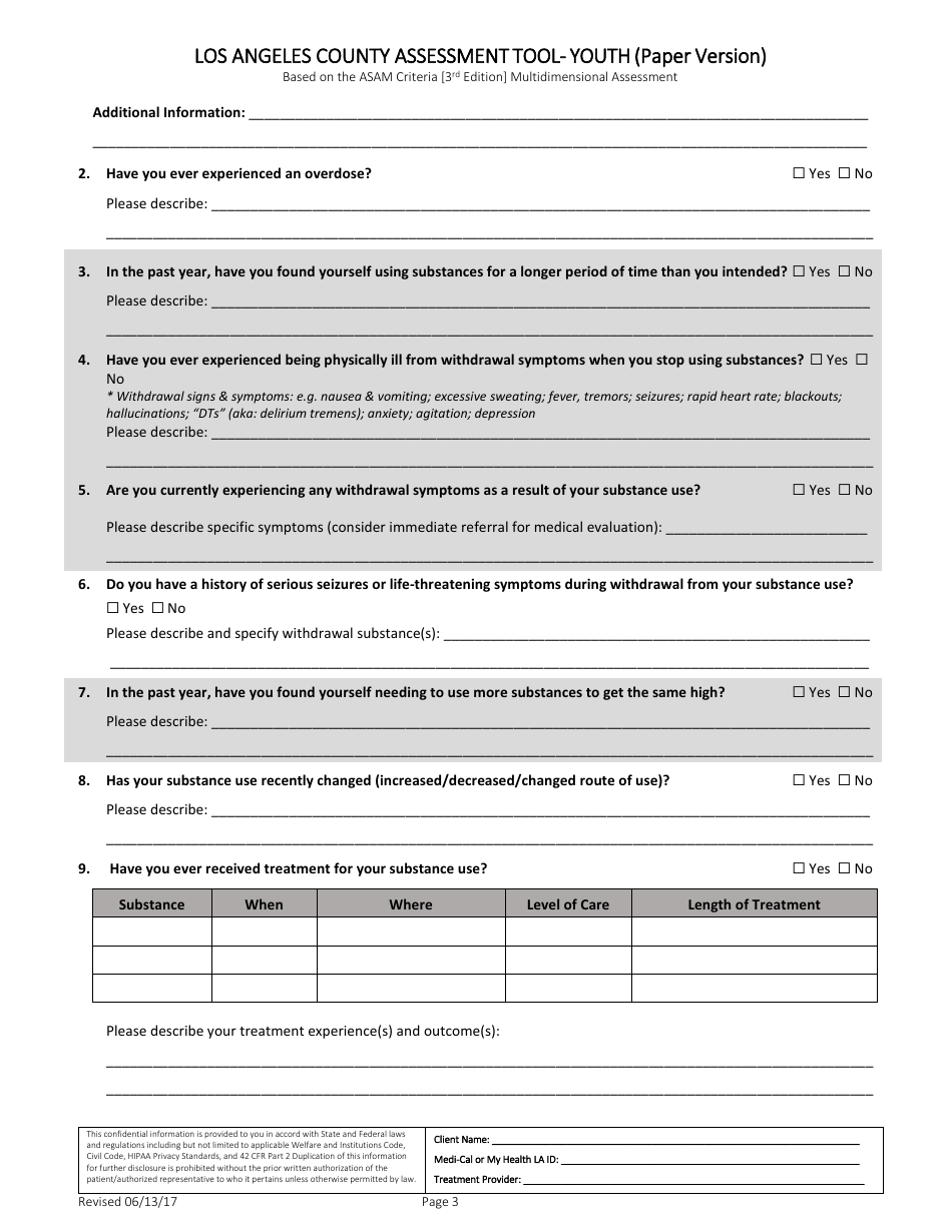 Assessment Tool - Youth (Paper Version) - County of Los Angeles, California, Page 3