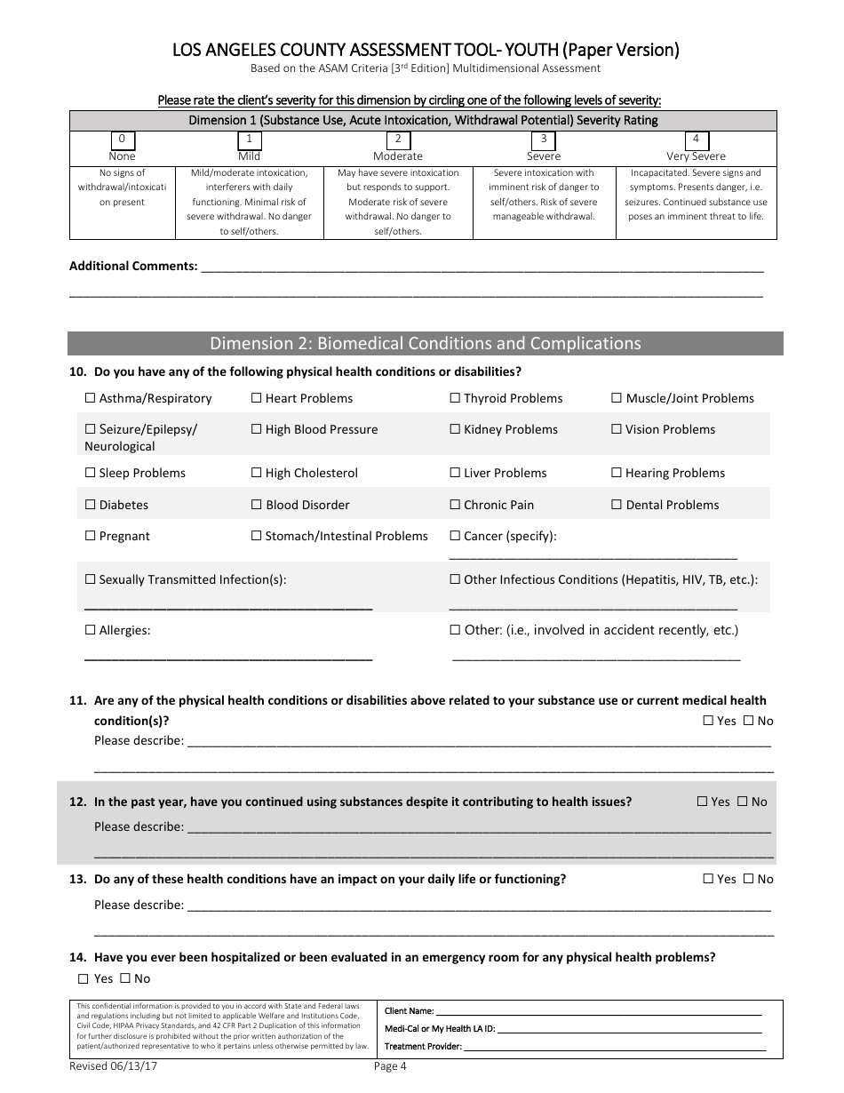 Assessment Tool - Youth (Paper Version) - County of Los Angeles, California, Page 4