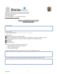 Annual Continuing Review Form Progress Report - County of Los Angeles, California