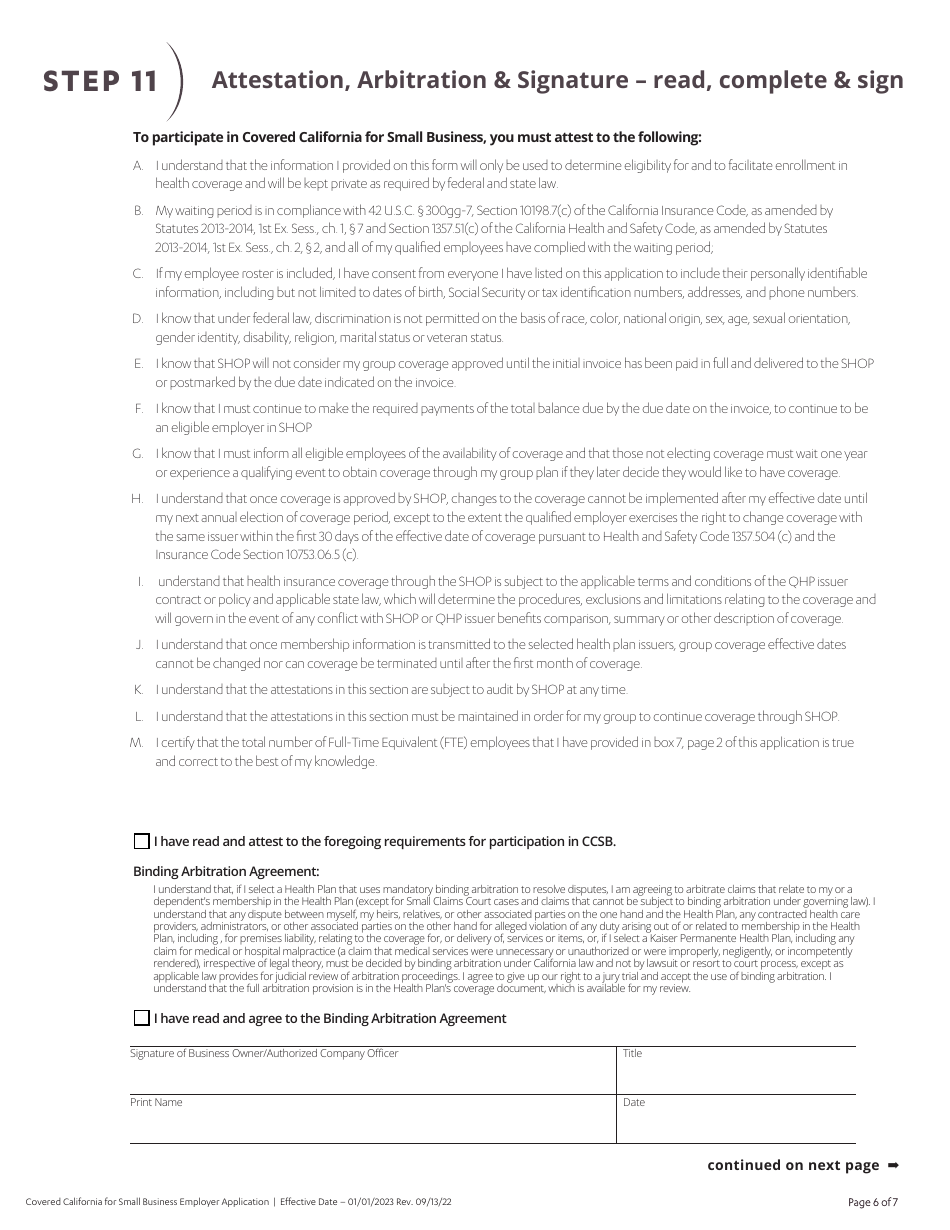 Enrollment Application for Employers - California, Page 7