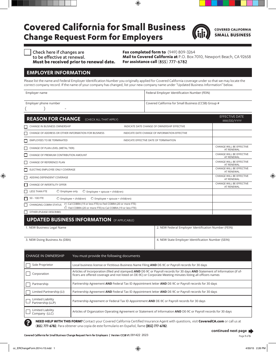 2023 California Change Request Form For Employers Fill Out Sign   Change Request Form For Employers California Print Big 