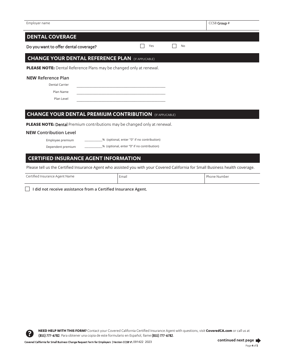 Change Request Form for Employers - California, Page 4
