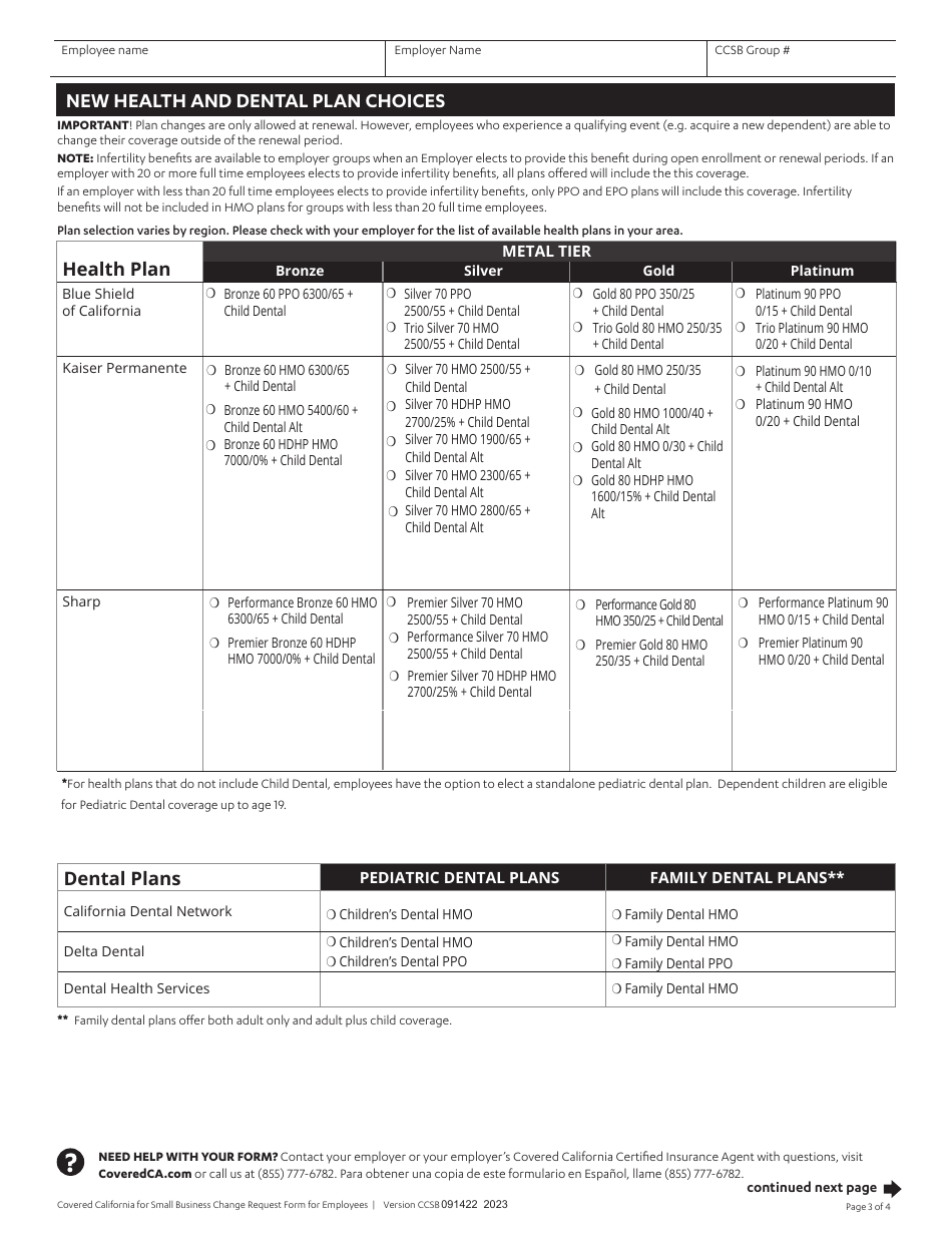 Change Request Form for Employees - California, Page 3