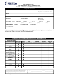 Document preview: Assessment Tool - Adults (Paper Version) - County of Los Angeles, California
