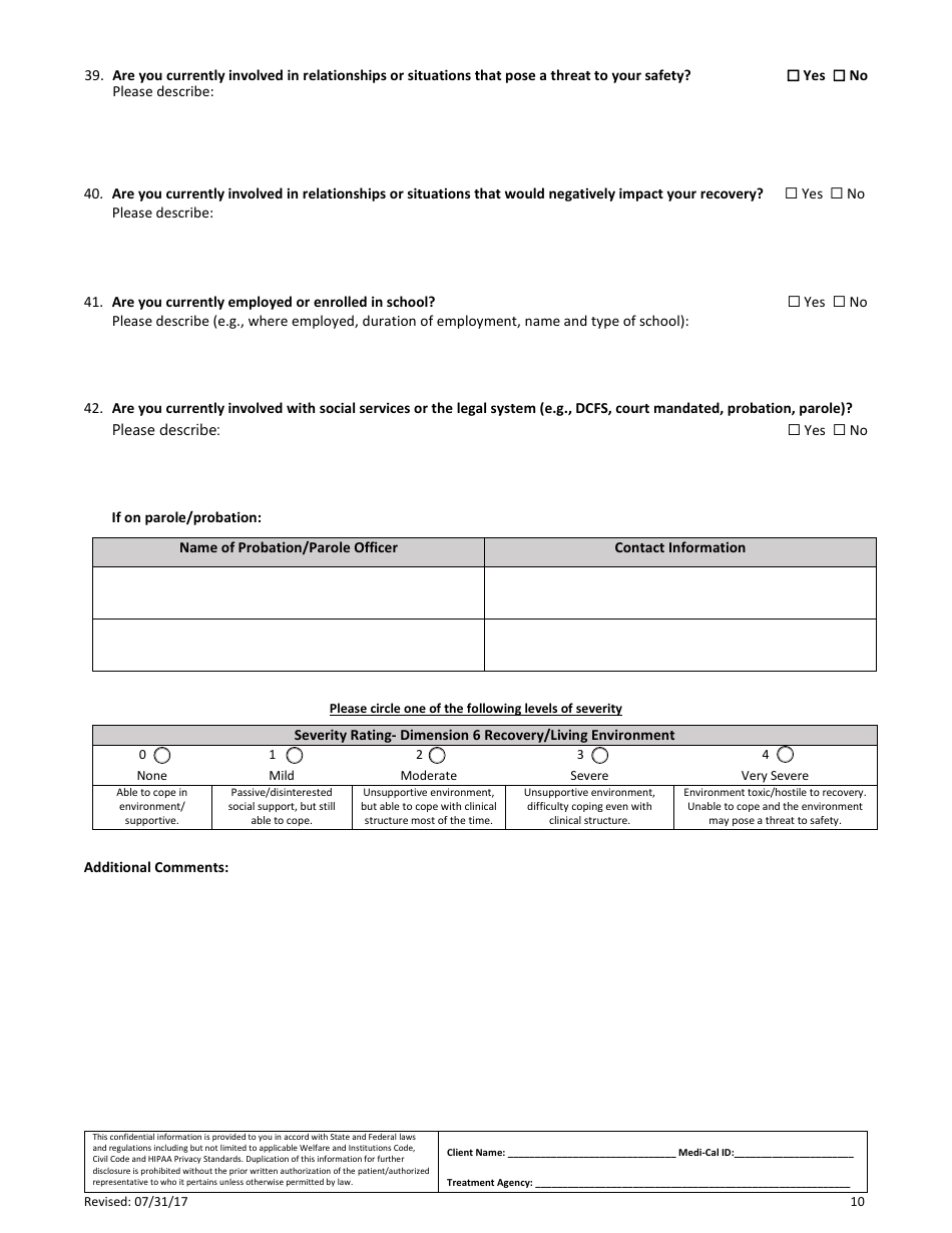 Assessment Tool - Adults (Paper Version) - County of Los Angeles, California, Page 10