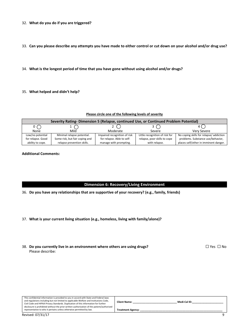 Assessment Tool - Adults (Paper Version) - County of Los Angeles, California, Page 9