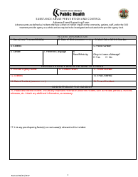 Adverse Event Reporting Form - County of Los Angeles, California