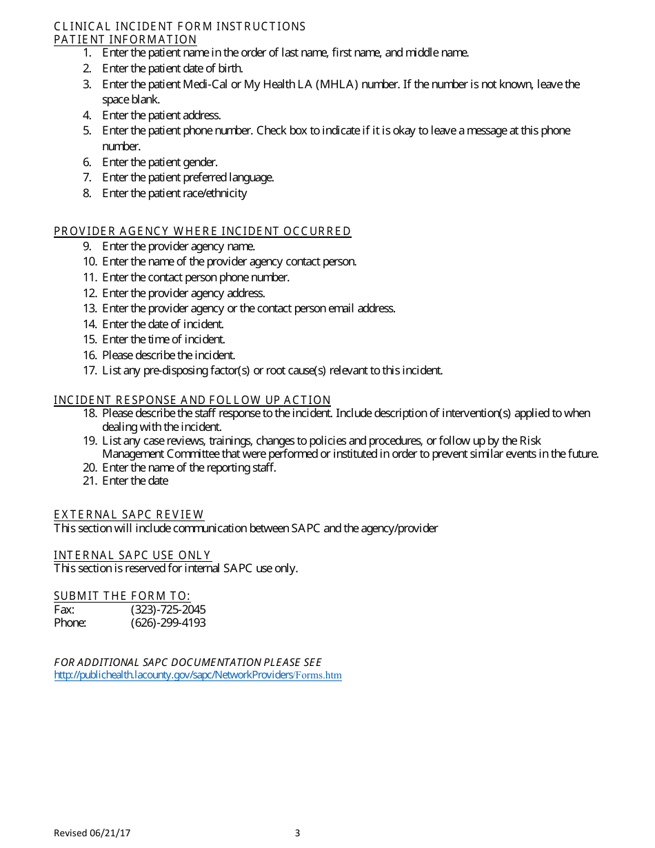 Adverse Event Reporting Form - County of Los Angeles, California, Page 3
